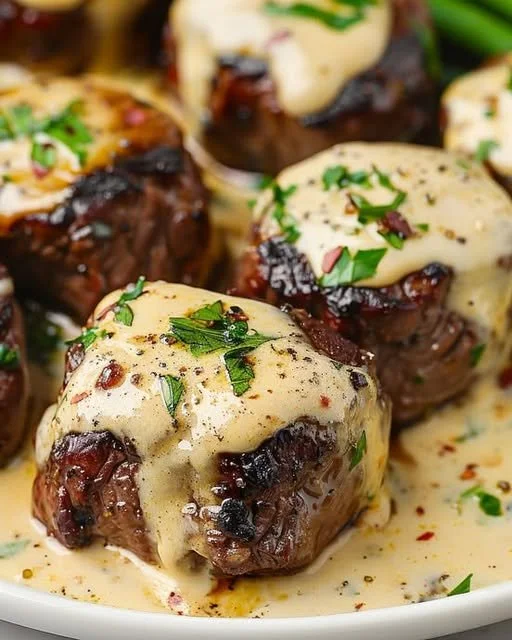 Garlic Butter Steak Bites with Parmesan Cream Sauce