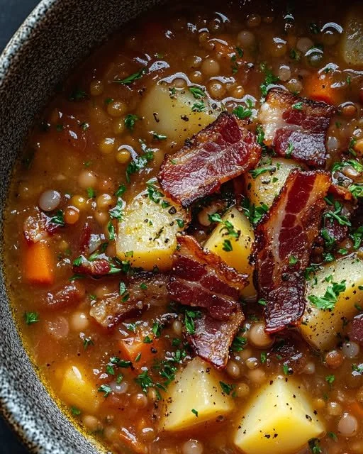 Hearty Lentil and Bacon Soup