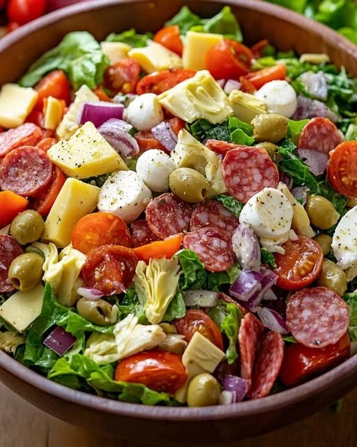 Italian Chopped Salad with fresh vegetables and dressing