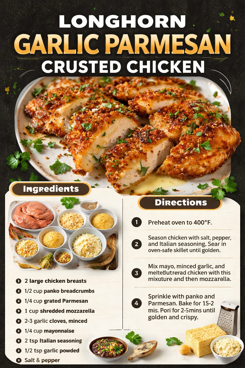 Longhorn Garlic Parmesan Crusted Chicken