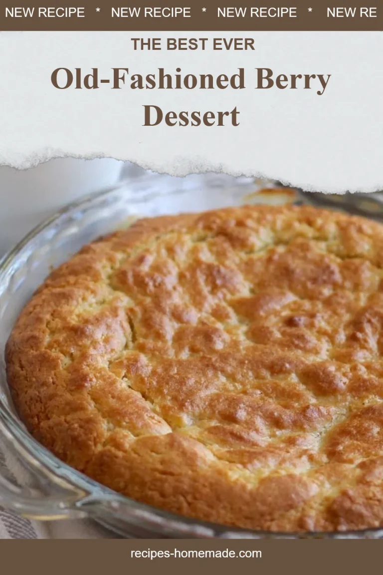 Delicious old-fashioned berry dessert topped with fresh berries