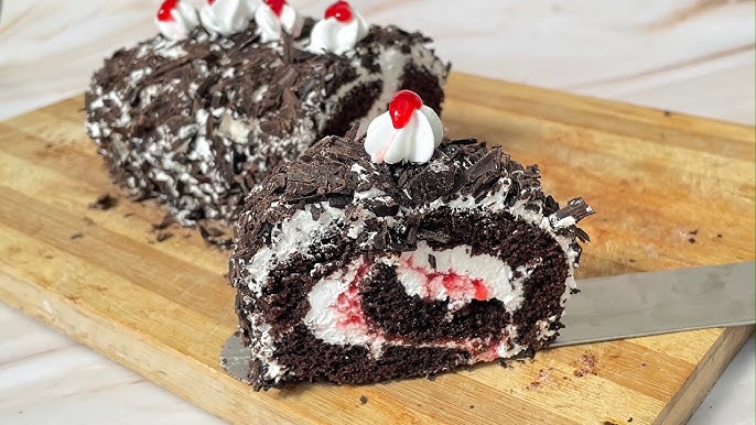 Swiss Roll Meets Black Forest Charm – A Chocolate & Cherry Masterpiece!