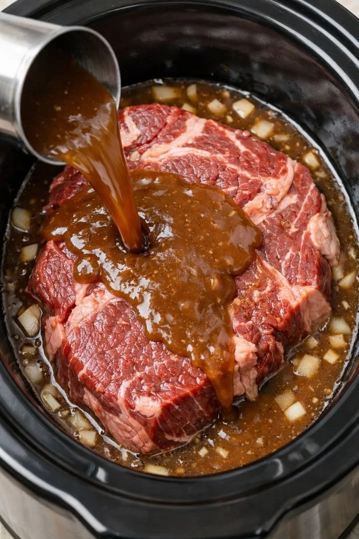 Slow Cooker Beef Chuck Roast with Brown Gravy