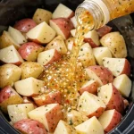 Slow cooker Italian potatoes seasoned and cooked to perfection