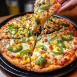 Delicious Spicy Veggie Delight Pizza loaded with fresh vegetables and spices