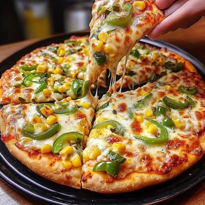 Delicious Spicy Veggie Delight Pizza loaded with fresh vegetables and spices