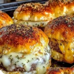 Garlic Parmesan Cheeseburger Bombs with melted cheese and garlic topping