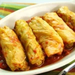 Stuffed Cabbage Rolls Delicious stuffed cabbage rolls filled with savory ingredients ready to be served.