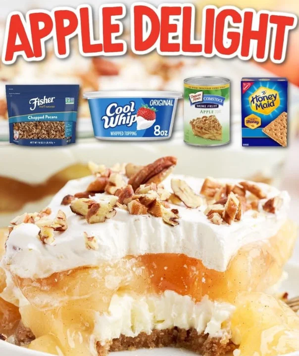 A vibrant plate of Apple Delight dessert garnished with fresh apples