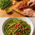 Fresh green beans ready for cooking and serving.