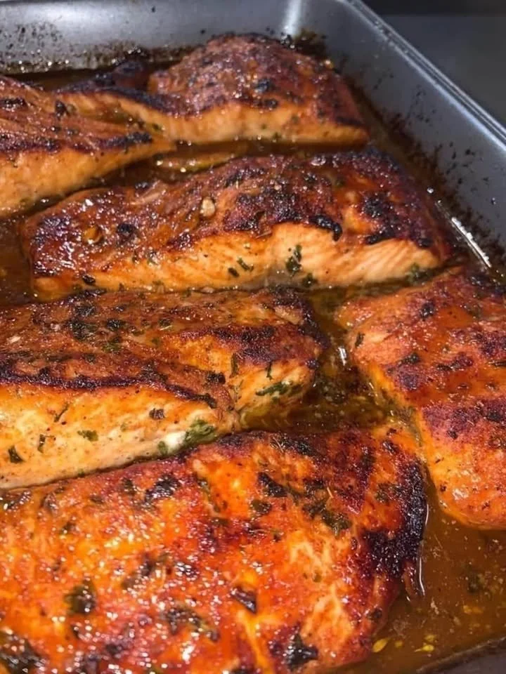 Cajun Honey Butter Salmon dish with vibrant colors and herbs