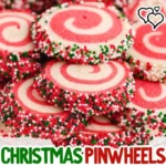 Colorful Christmas Pinwheel Cookies on a festive platter.
