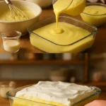 Delicious homemade Church Cake served on a rustic wooden table.