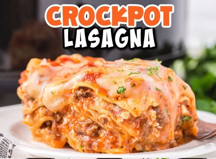 Delicious Crockpot Lasagna served in a bowl with cheese and herbs