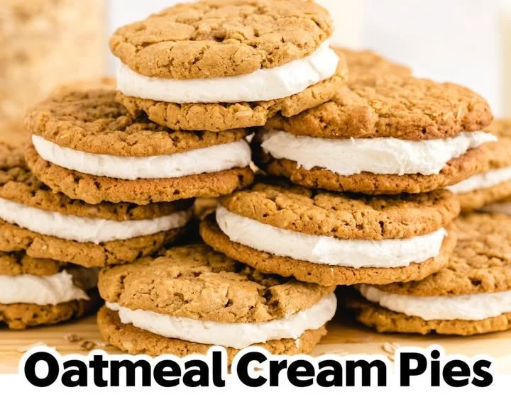 Homemade Oatmeal Cream Pies with creamy filling and oatmeal cookies