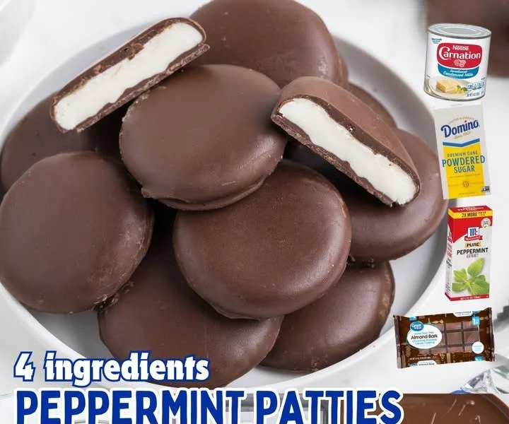 Delicious homemade Peppermint Patties with a chocolate coating and mint filling