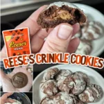 Delicious Reese's Crinkle Cookies topped with powdered sugar